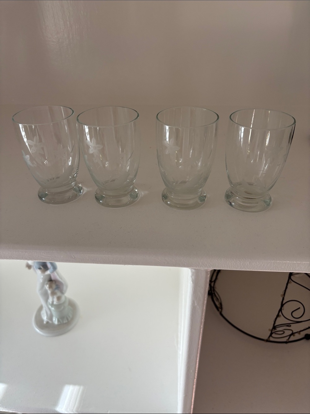 Clear Etched Glass Tumbler Quartet